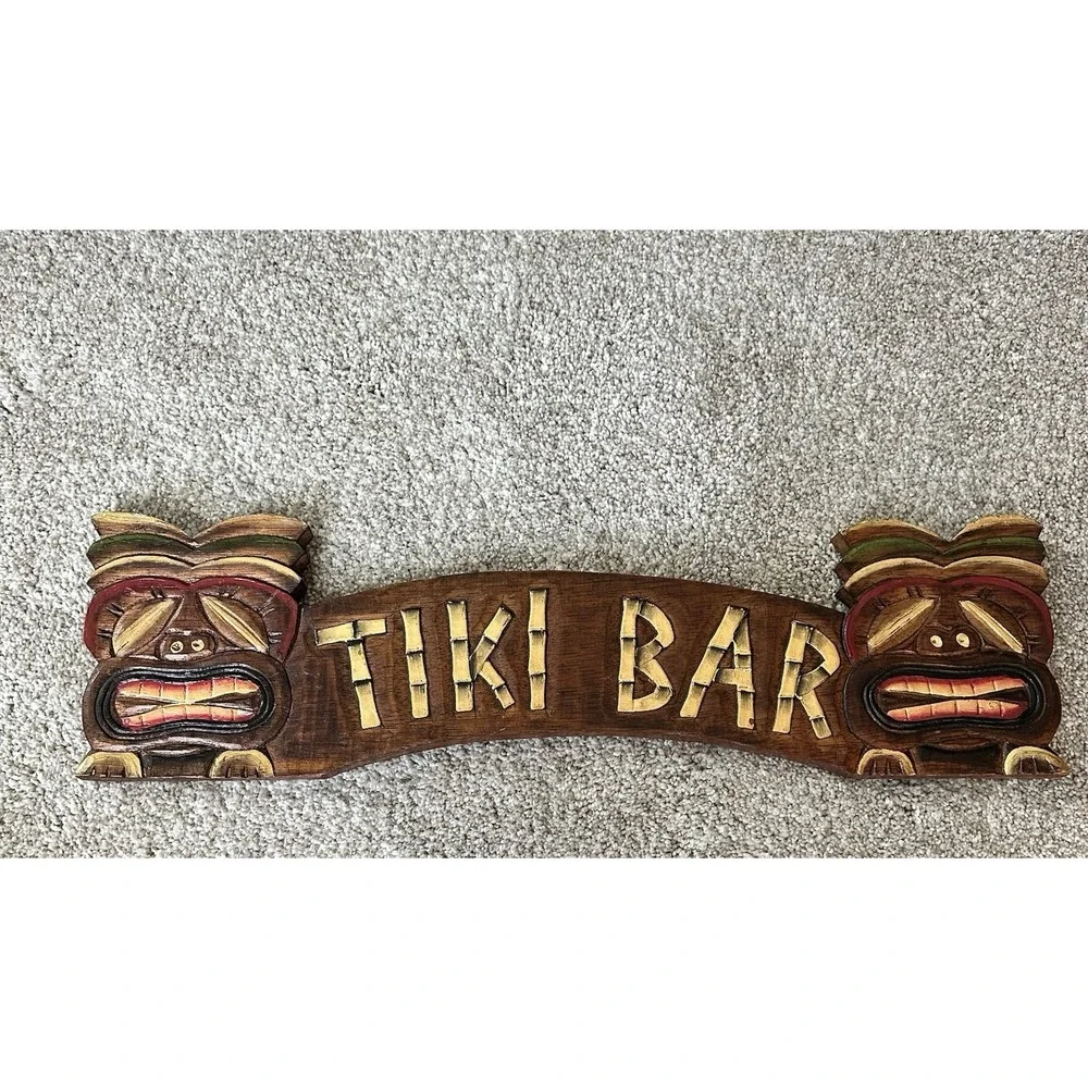 Sign TIKI BAR Hand Carved Hand Painted Perfect For Your Luaua Or‎ Party!
